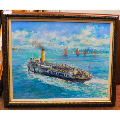 22 - John Young - 'Medway Queen'&nbsp; oil on board&nbsp; bears a signature&nbsp; 15