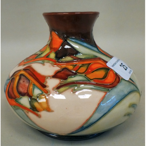 25 - A Moorcroft pottery Red Tulip pattern vase  bears printed marks  4.5