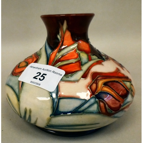 25 - A Moorcroft pottery Red Tulip pattern vase  bears printed marks  4.5