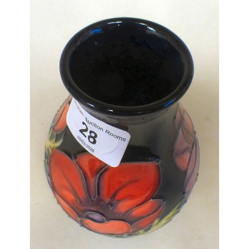 28 - A Moorcroft pottery Anemone pattern vase  bears printed marks  numbered 34/95  6
