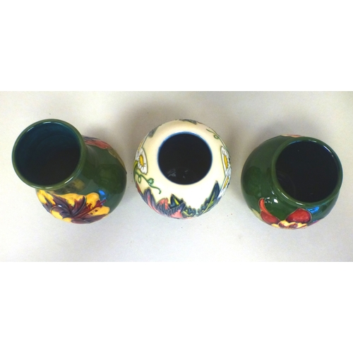 29 - Three Moorcroft pottery vases: to include a Castle Garden pattern vase  bears marks  4