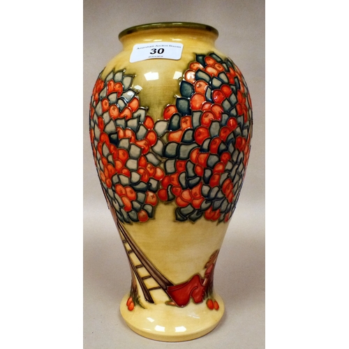 30 - A Moorcroft pottery Apple Tree pattern vase  bears printed marks  dated '97  10.5