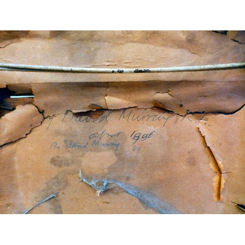 32 - David Murray - a bridge over a river&nbsp; oil on board&nbsp; bears a signature (bottom left) and te... 