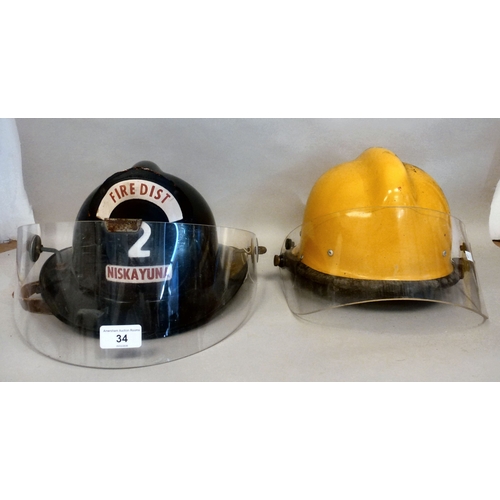 34 - Six Emergency services helmets: to include UK and American examples(Please Note: this lot is subject... 