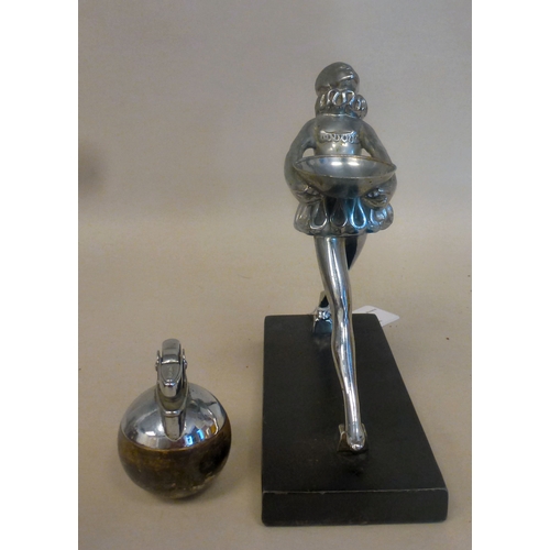 36 - An Art Deco Ronson cast metal Rondelight ballerina table lighter&nbsp; 7