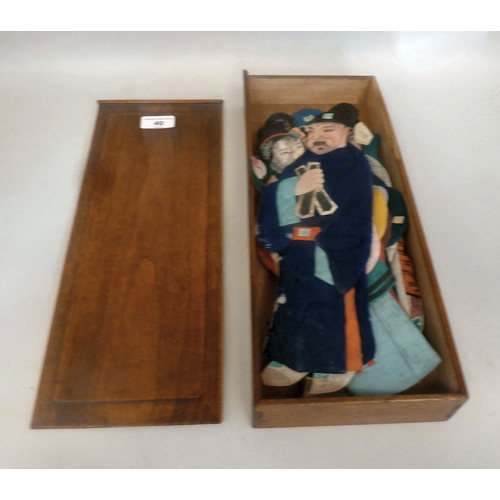 40 - Eight mid 20thC Japanese fabric and card figures&nbsp; 14