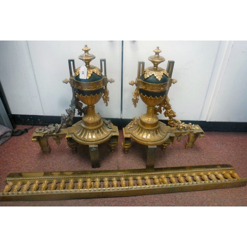 48 - A pair of late 19thC French cast brass andirons  19