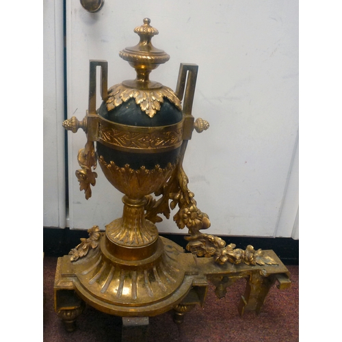 48 - A pair of late 19thC French cast brass andirons  19