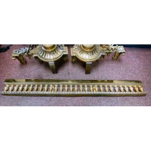 48 - A pair of late 19thC French cast brass andirons  19