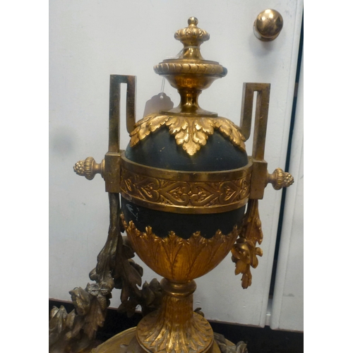 48 - A pair of late 19thC French cast brass andirons  19