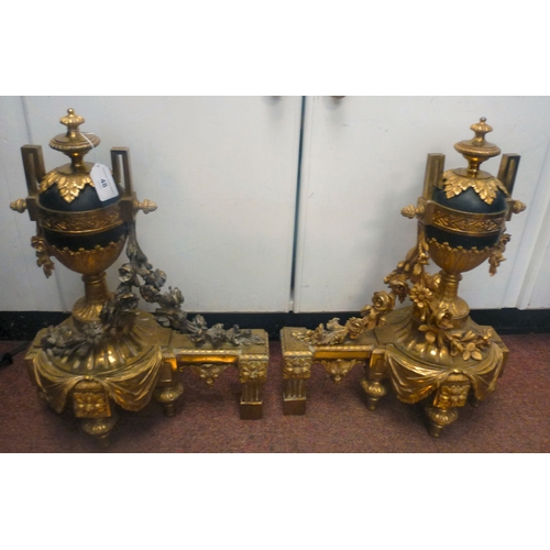 48 - A pair of late 19thC French cast brass andirons  19