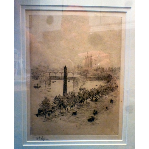 52 - After William Lionel Wyllie - 'Thames Embankment with Cleopatra's Needle'  print  bears a pencil sig... 