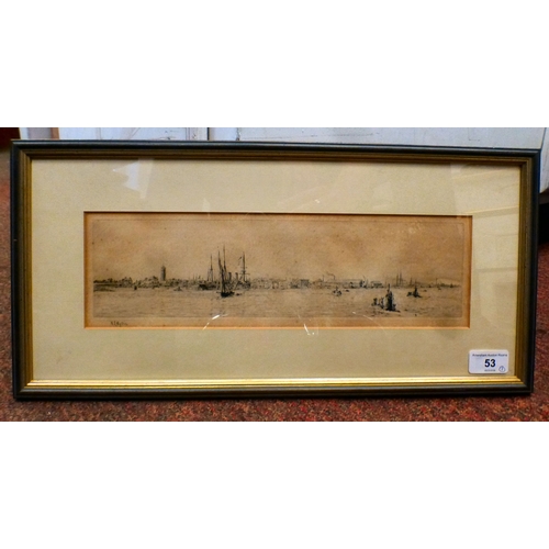 53 - After William Lionel Wyllie - 'Submarines and Boats off Gosport'&nbsp; print&nbsp; bears a pencil si... 