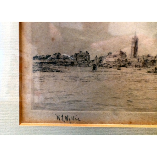 53 - After William Lionel Wyllie - 'Submarines and Boats off Gosport'&nbsp; print&nbsp; bears a pencil si... 