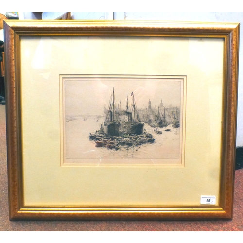 55 - After William Lionel Wyllie - 'Unloading into Lighters in the Upper Pool'&nbsp; print&nbsp; bears a ... 