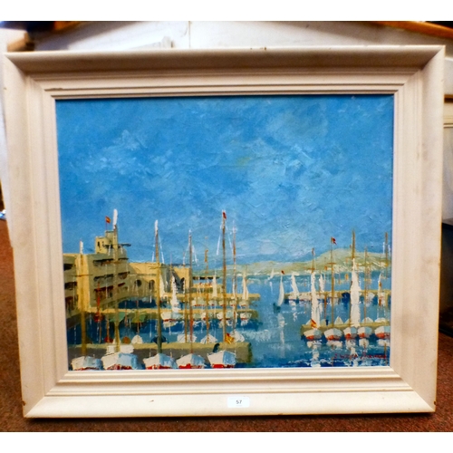 57 - John Wynne Morgan - a Spanish marina&nbsp; oil on canvas&nbsp; bears a signature&nbsp; 19