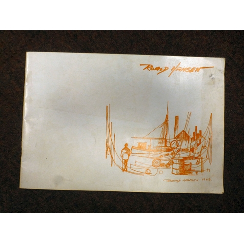 9 - Ronald Hansen - moored boats at sunset&nbsp; oil on canvas&nbsp; bears a signature&nbsp; 15