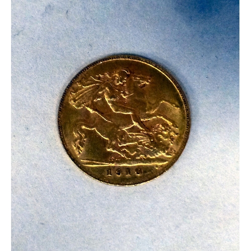 11 - An Edward VII half-sovereign with St George on the reverse&nbsp; 1910