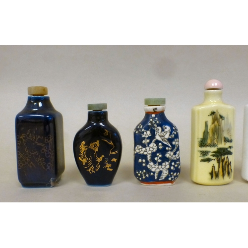 15 - Eight Chinese porcelain scent bottles with various decoration