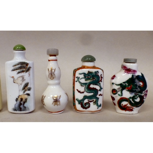 15 - Eight Chinese porcelain scent bottles with various decoration