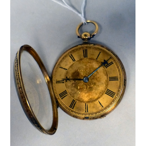 17 - A lady's late Victorian Hamilton & Co 18ct gold, open face pocket watch, faced by a Roman dial&n... 