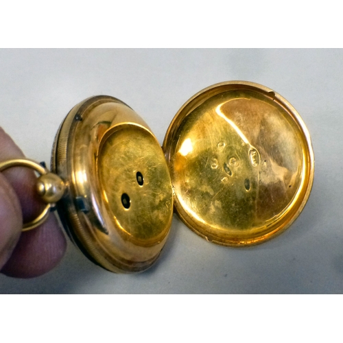 17 - A lady's late Victorian Hamilton & Co 18ct gold, open face pocket watch, faced by a Roman dial&n... 
