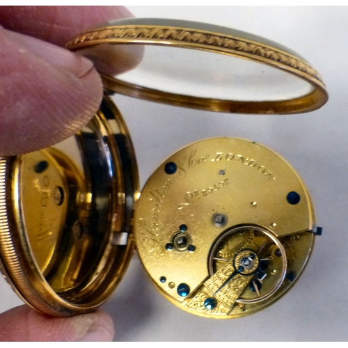 17 - A lady's late Victorian Hamilton & Co 18ct gold, open face pocket watch, faced by a Roman dial&n... 
