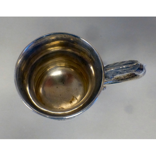 3 - An Indian Orr & Sons silver Christening tankard with swag engraved ornament  Stamped ORR  4.5