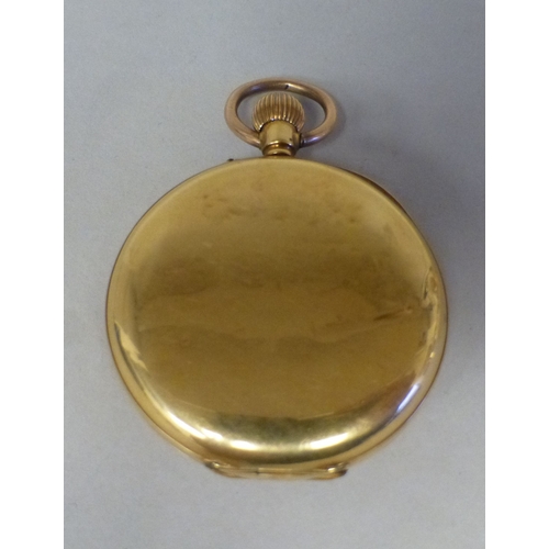 30 - An 18ct gold cased half-hunter pocket watch, faced by a Roman dial&nbsp; (approx. combined gross wei... 