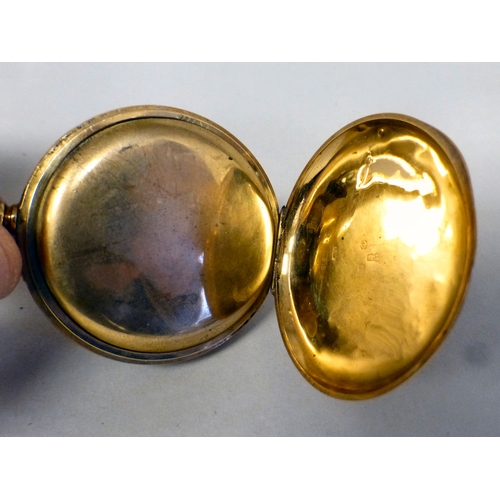 30 - An 18ct gold cased half-hunter pocket watch, faced by a Roman dial&nbsp; (approx. combined gross wei... 