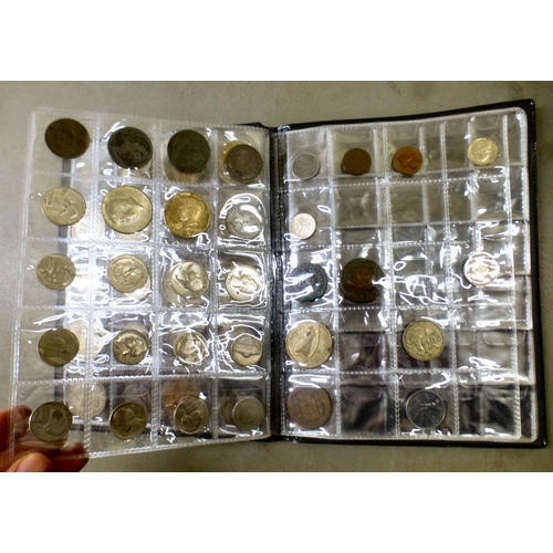 35 - An uncollated album of British pre-decimal, American and other coins: to include Commonwealth issues