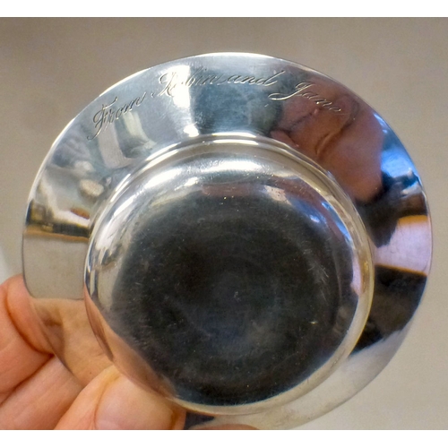43 - A pair of Armada style silver metal dishes  London 1965  3.5