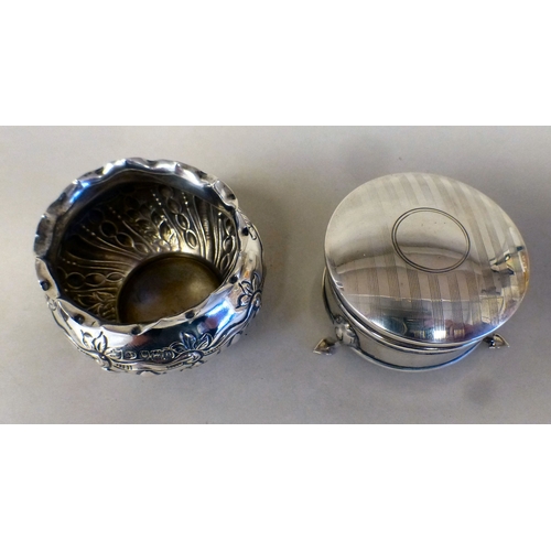 47 - Silver collectables: to include a velvet lined ring box with a hinged lid and pad feet&nbsp; Birming... 