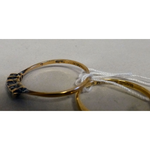58 - Two 18ct gold and platinum five stone diamond rings&nbsp; (approx. combined gross weight 4grms)