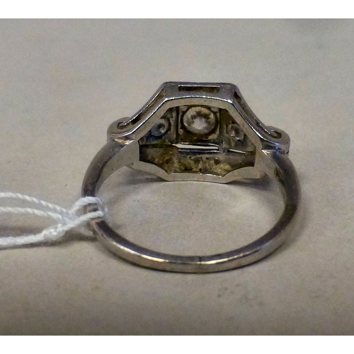 61 - A white metal diamond set ring&nbsp; stamped 'plat'&nbsp; (approx. 4.4grms)