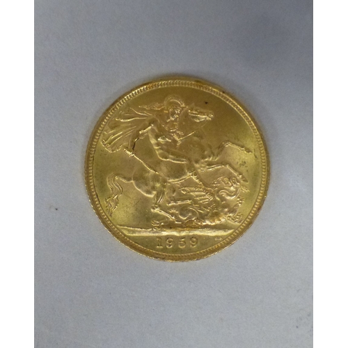 7 - An Elizabeth II sovereign with St George on the obverse&nbsp; 1959
