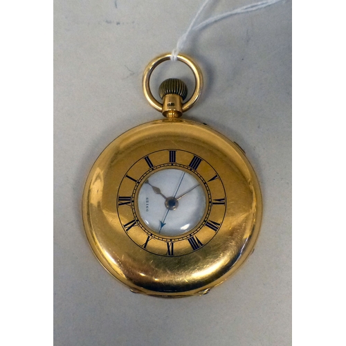 A late Victorian Thomas Russell & Sons 18ct gold cased half hunt