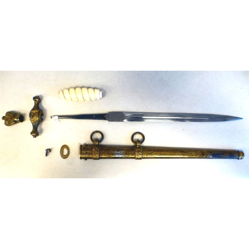 The component parts of a German Kriegsmarine dagger, the blade 10