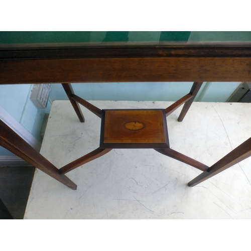 An early/mid 20thC stained beech framed, partially glazed display table ...