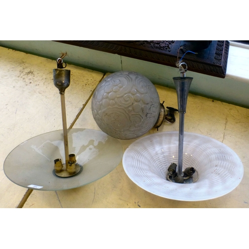 21 - Three dissimilar 1930s Heals ceiling light fittings