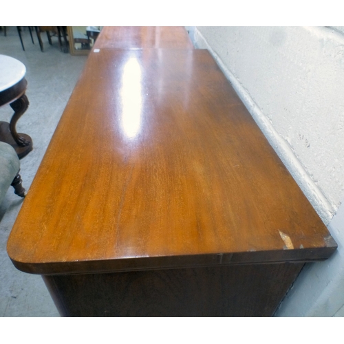 29 - A late Victorian mahogany and walnut five drawer dressing chest, on a plinth and bun feet&nbsp; 44