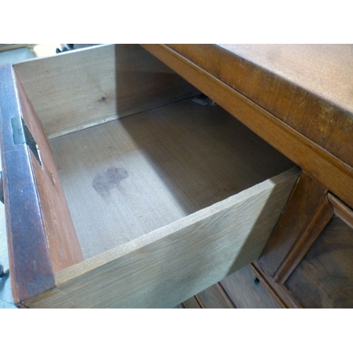 29 - A late Victorian mahogany and walnut five drawer dressing chest, on a plinth and bun feet&nbsp; 44