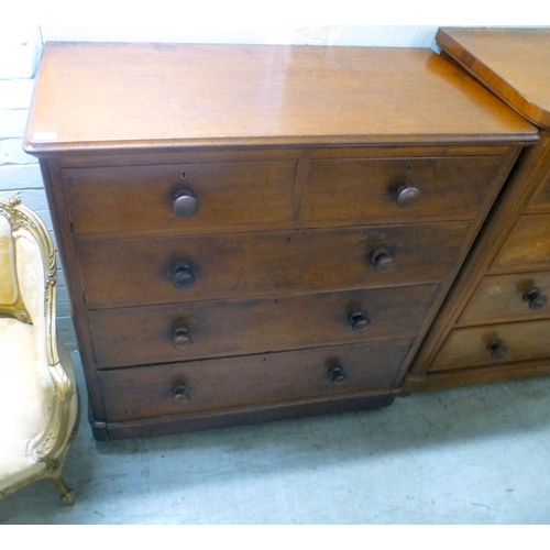 35 - A late Victorian mahogany five drawer dressing chest, on a plinth and casters&nbsp; 43