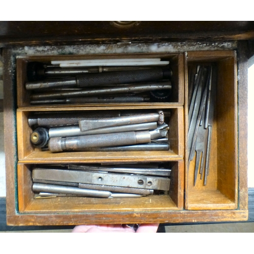 41 - A vintage tool chest with a rising hinged front, enclosing six drawers&nbsp; 13