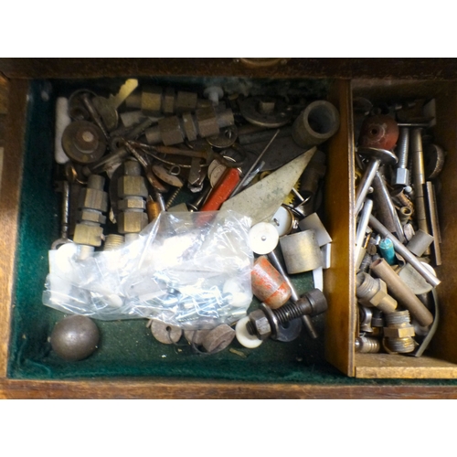 41 - A vintage tool chest with a rising hinged front, enclosing six drawers&nbsp; 13