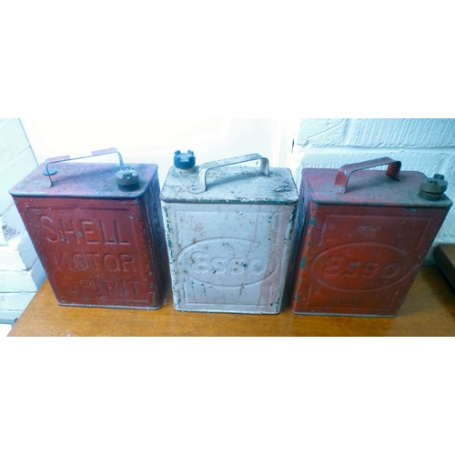 43 - Three vintage cast metal jerry cans