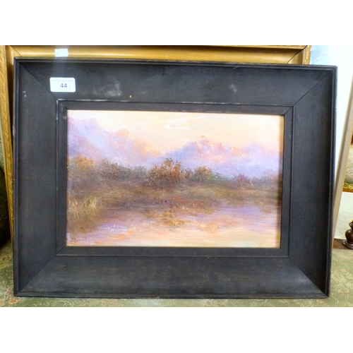44 - Five framed works: to include land and seascapes  watercolours & oils  some bearing indistinct s... 