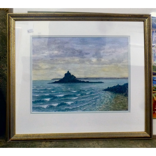 44 - Five framed works: to include land and seascapes  watercolours & oils  some bearing indistinct s... 