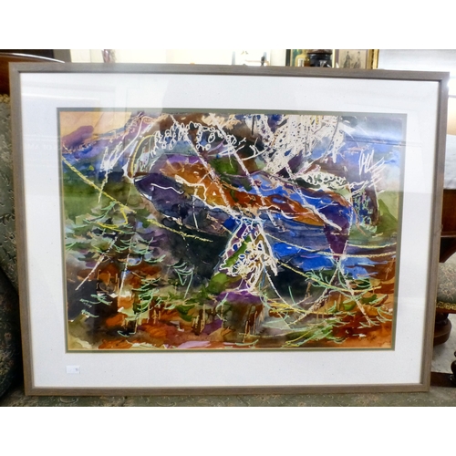 44 - Five framed works: to include land and seascapes  watercolours & oils  some bearing indistinct s... 