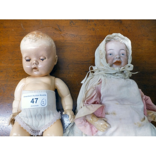 47 - An early 20thC bisque head doll&nbsp; unmarked&nbsp; 8